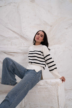 Image of Casual Striped Wool Pulllover