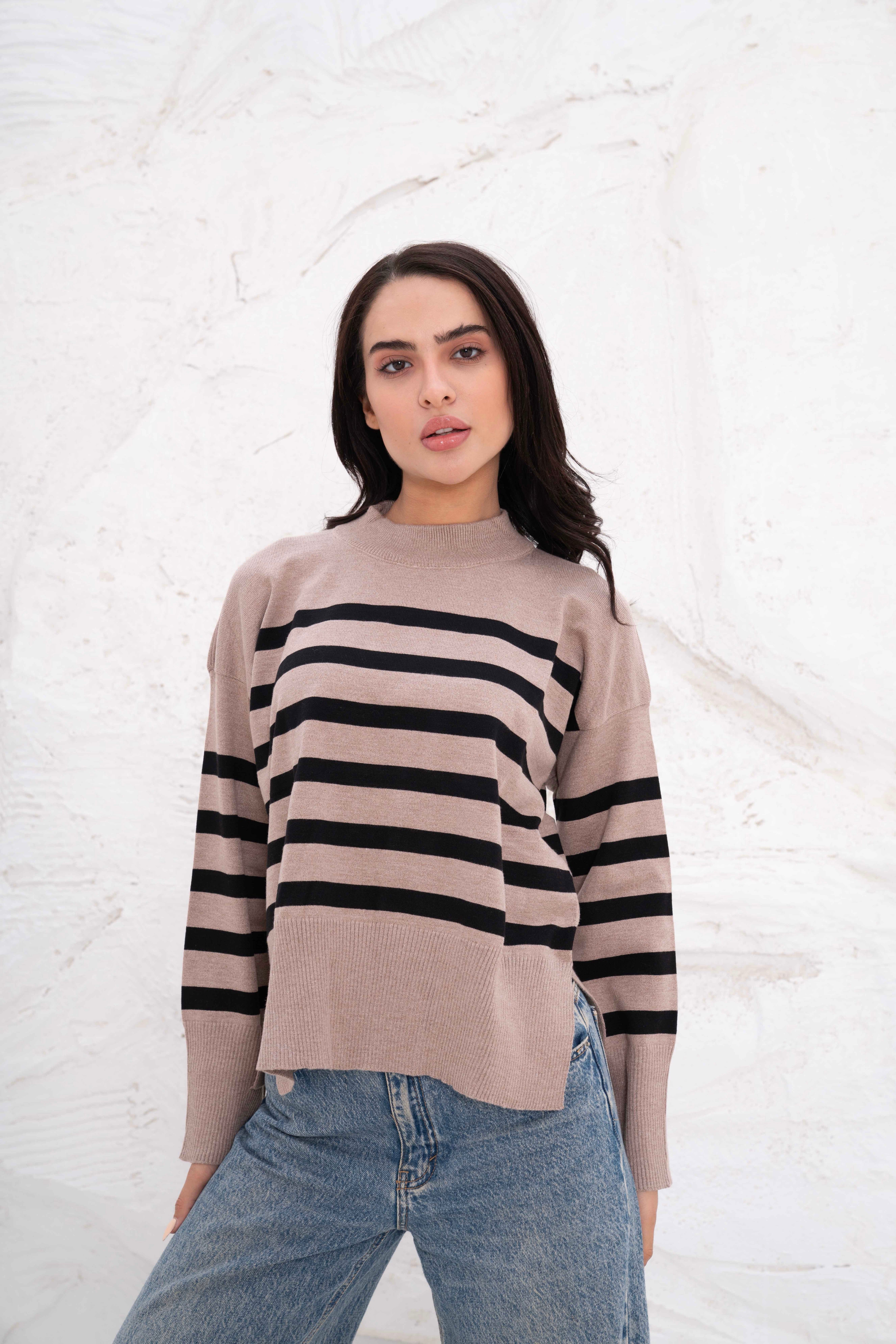 Casual Striped Wool Pulllover