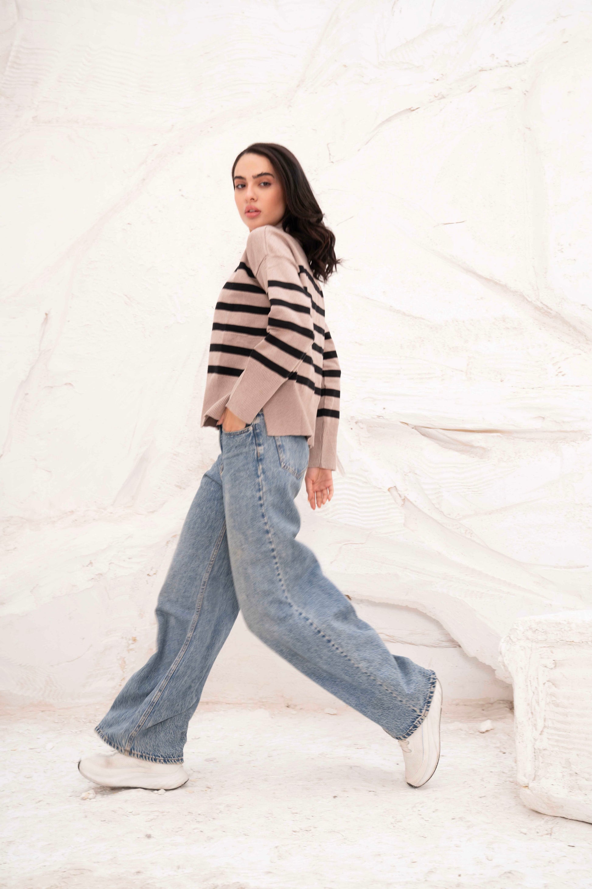 Casual Striped Wool Pulllover