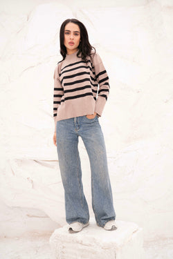 Image of Casual Striped Wool Pulllover