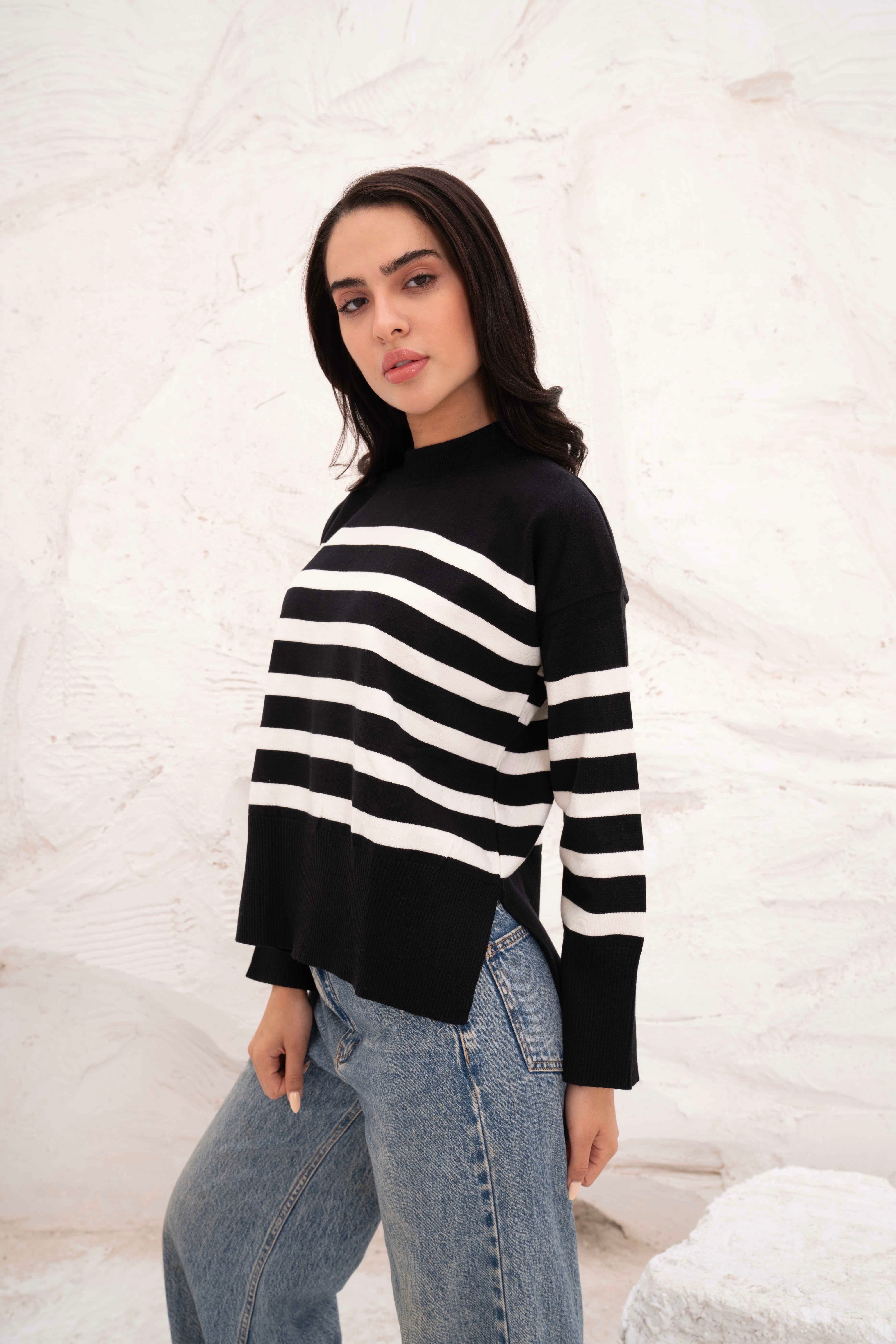 Casual Striped Wool Pulllover