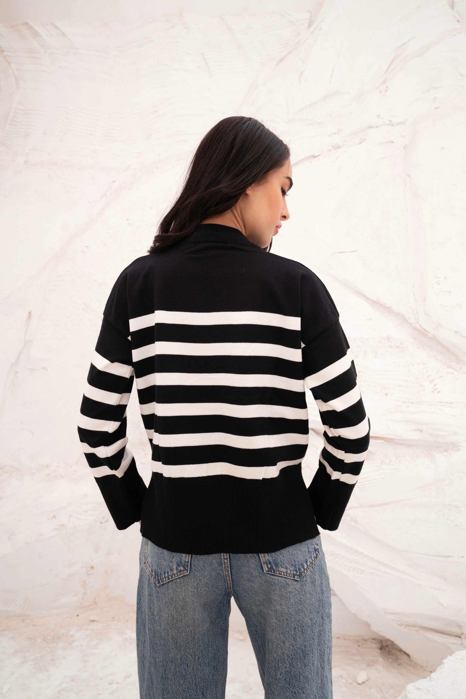 Casual Striped Wool Pulllover