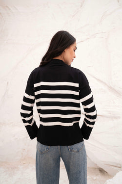 Image of Casual Striped Wool Pulllover