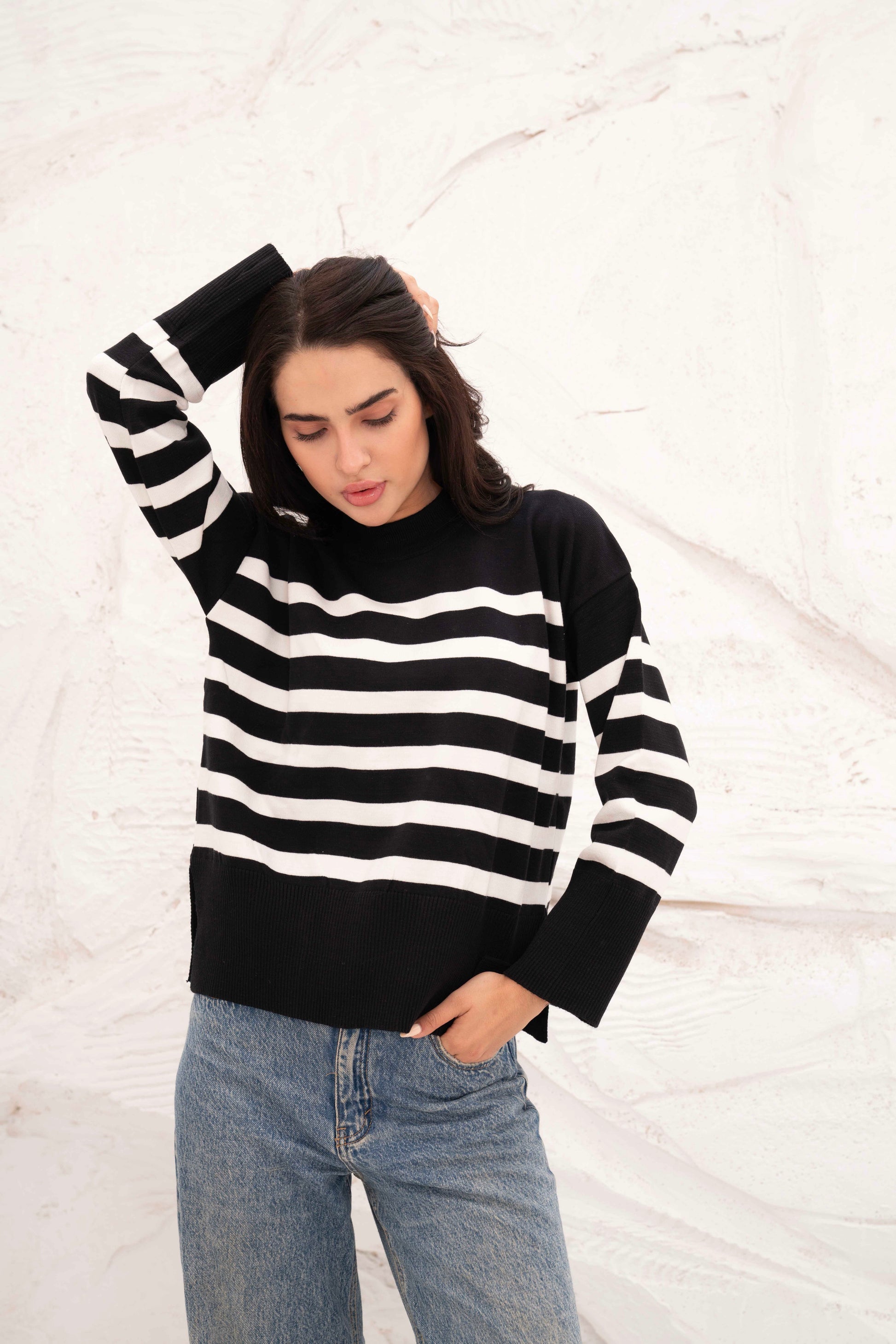 Casual Striped Wool Pulllover