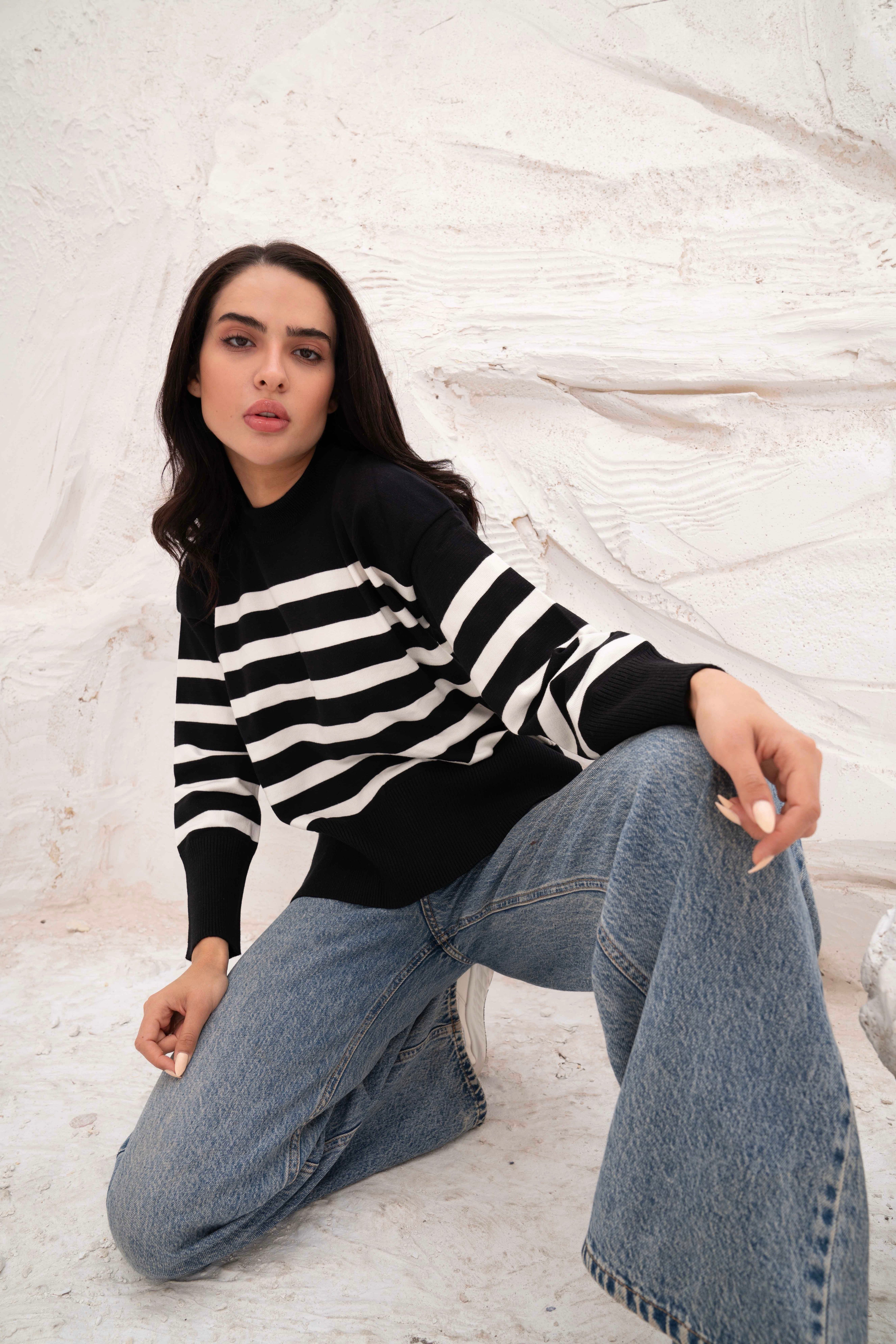 Casual Striped Wool Pulllover