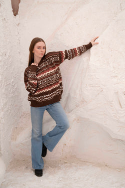 Image of Brown Women’s Patterned Knit Pullover