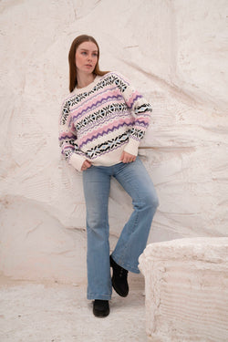 Image of Offwhite Women’s Patterned Knit Pullover