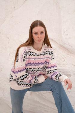 Image of Offwhite Women’s Patterned Knit Pullover