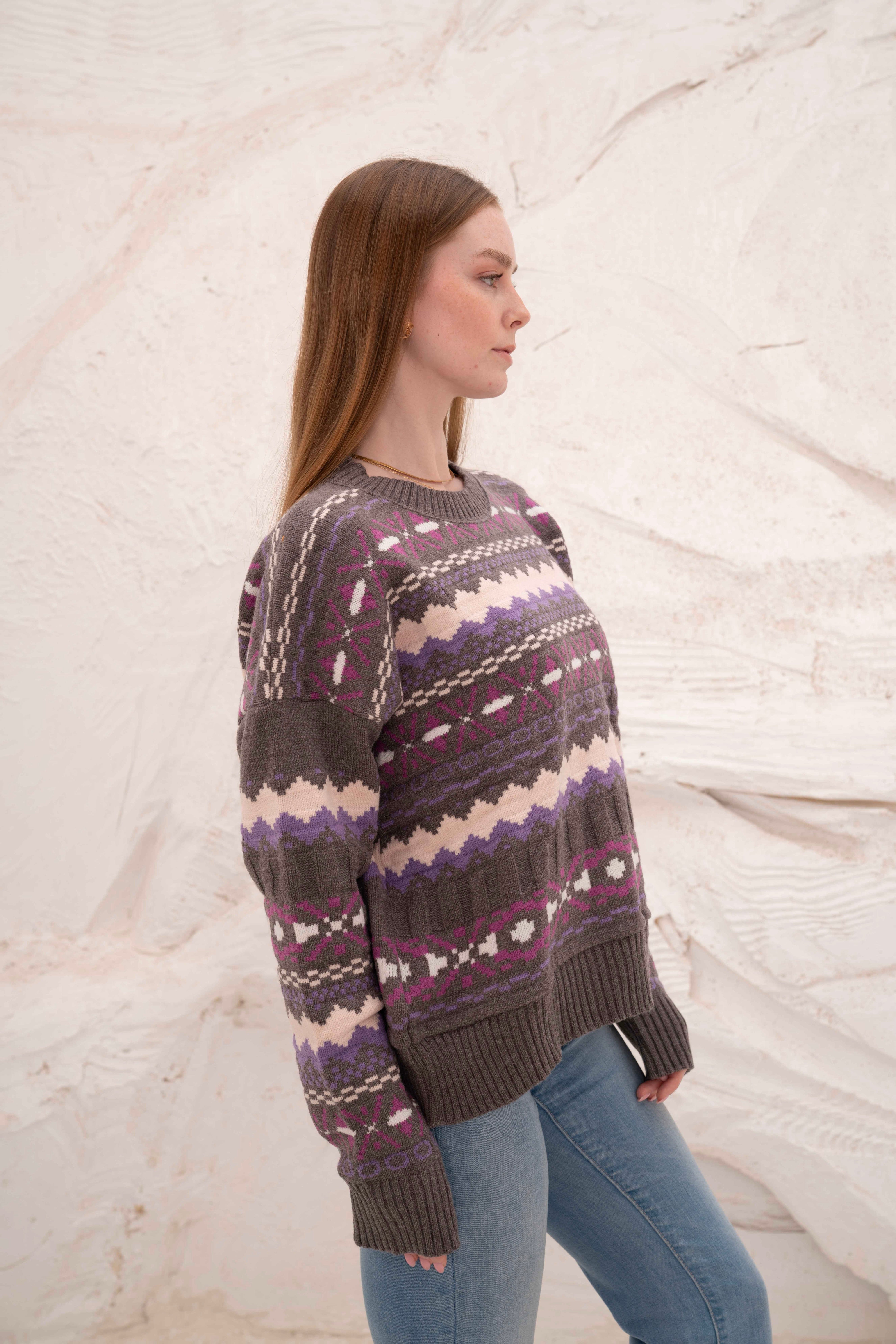 Grey Women’s Patterned Knit Pullover