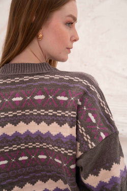 Image of Grey Women’s Patterned Knit Pullover