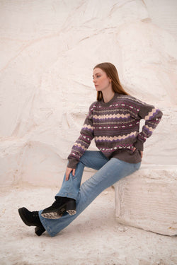 Image of Grey Women’s Patterned Knit Pullover