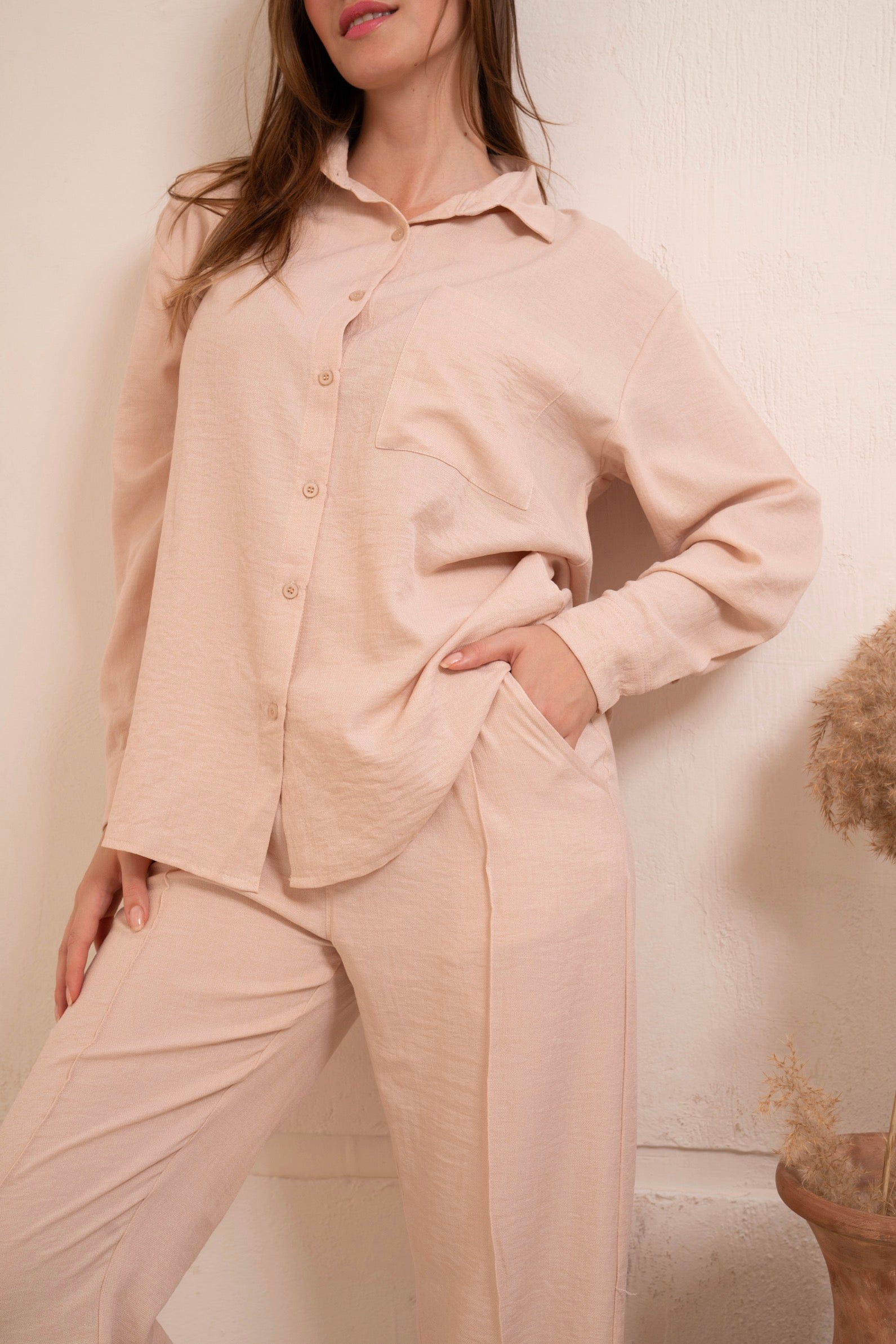 Gumus Linen Beige Suit