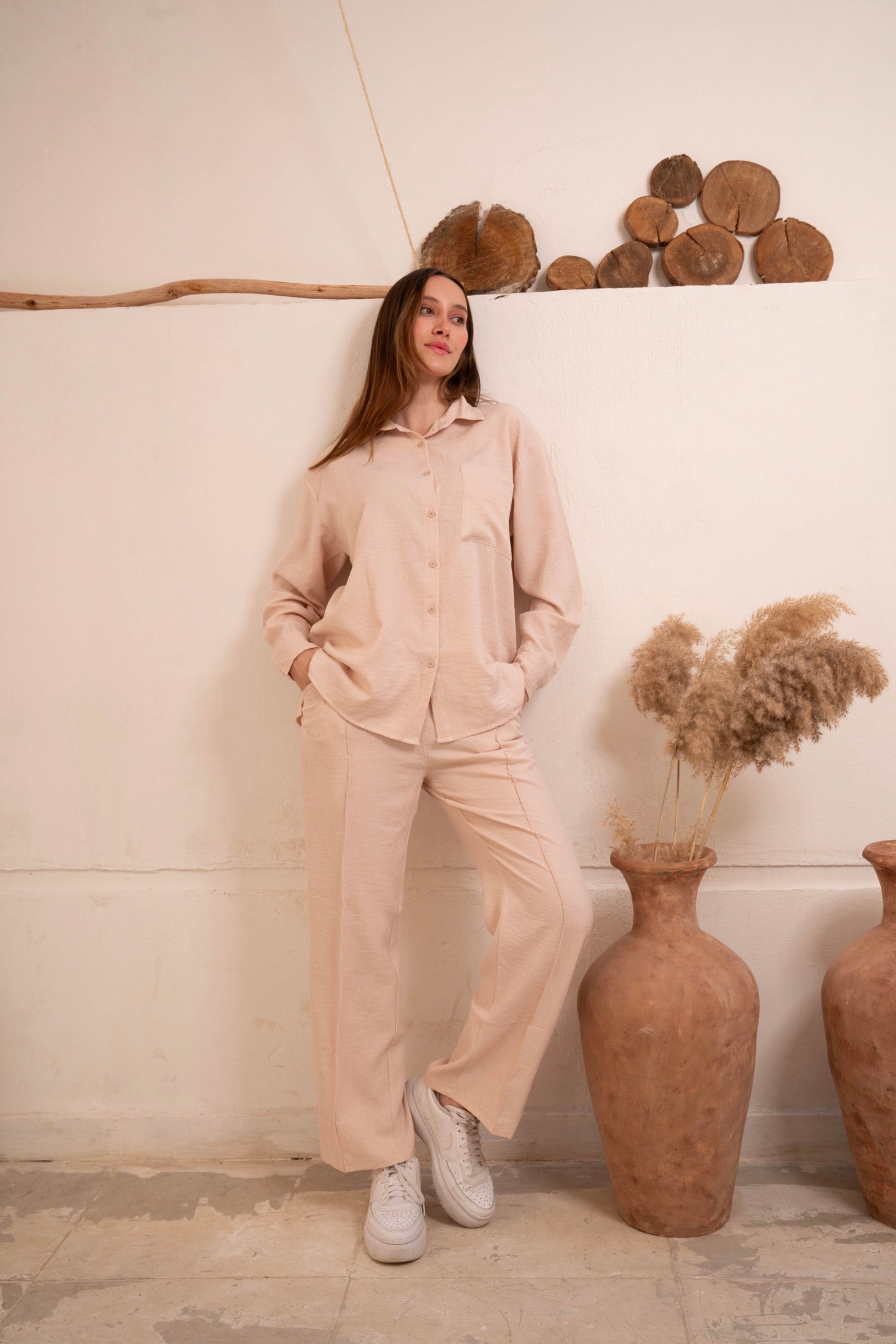 Gumus Linen Beige Suit