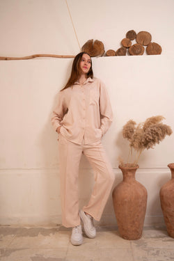 Image of Gumus Linen Beige Suit