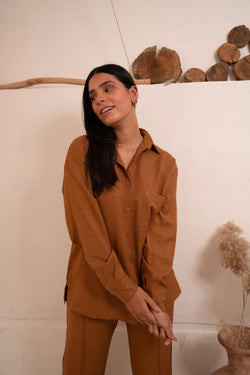 Image of Gumus Linen Caramel Suit