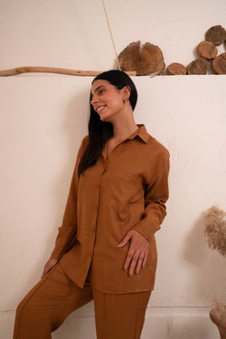 Image of Gumus Linen Caramel Suit