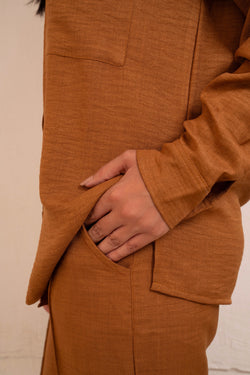 Image of Gumus Linen Caramel Suit