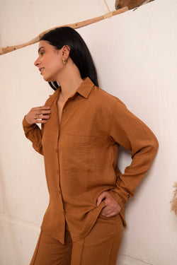 Image of Gumus Linen Caramel Suit