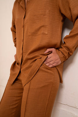 Image of Gumus Linen Caramel Suit