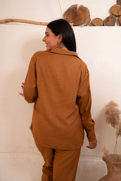 Image of Gumus Linen Caramel Suit