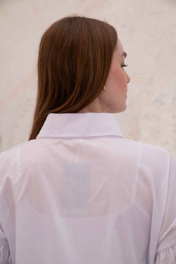 Image of Oversized White Shirt with Tie Sleeves