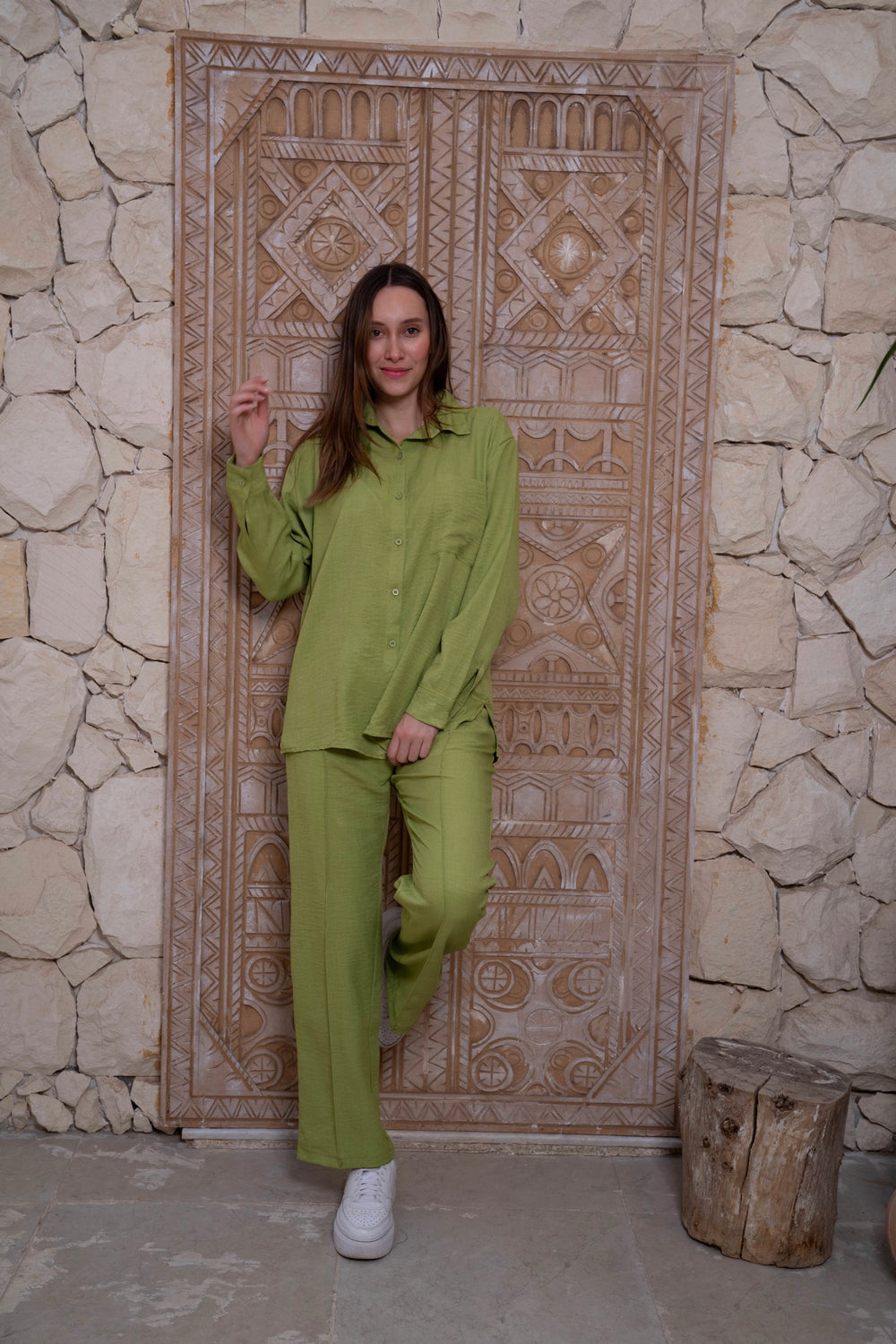 Linen Green Suit — sets by Gumus