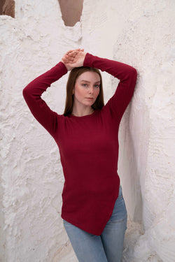 Image of Gumus LongSleeve V Cut Pure Cotton Top