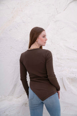 Image of Gumus LongSleeve V Cut Pure Cotton Top