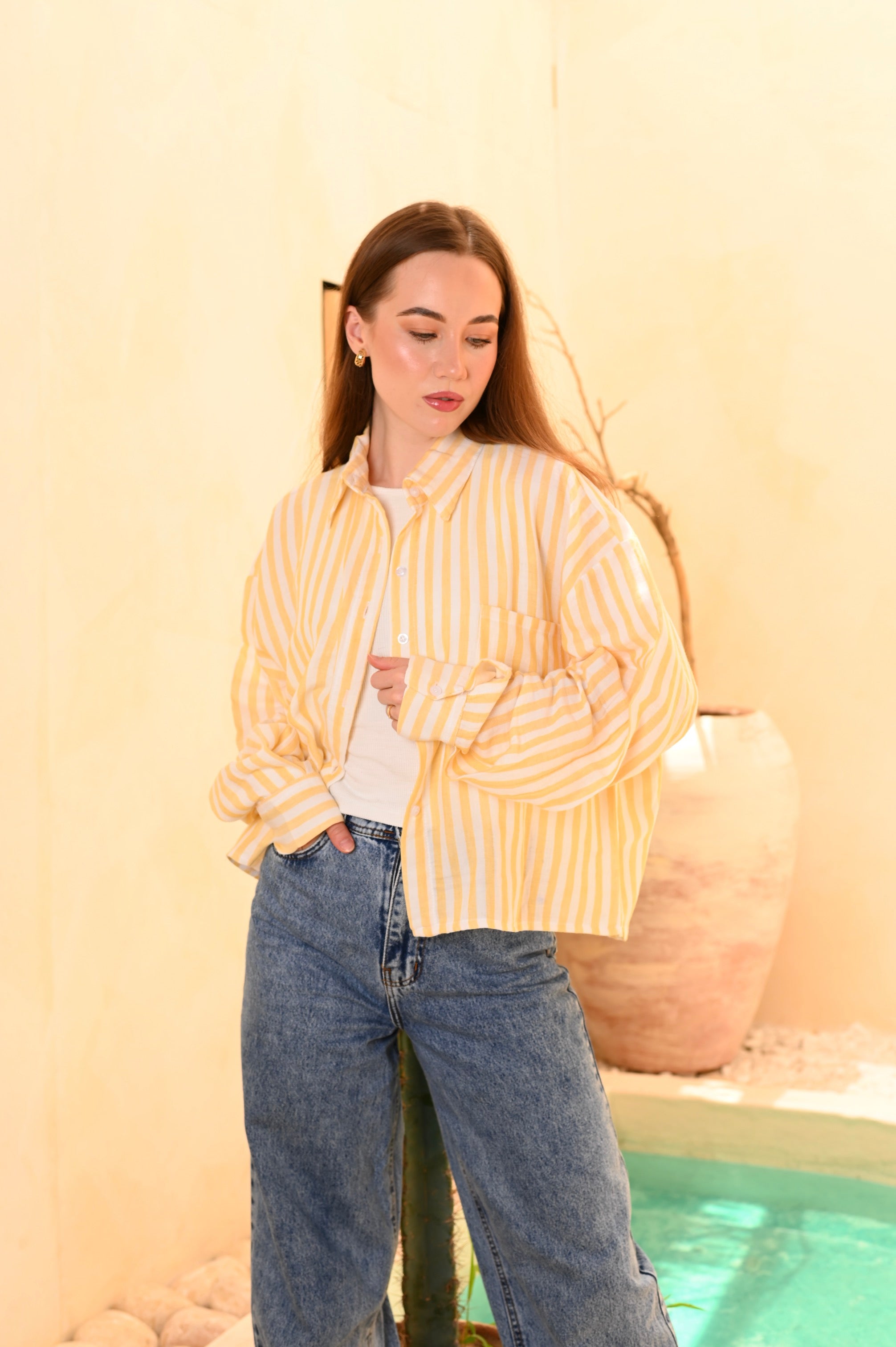 Oversized Striped Linen Shirt